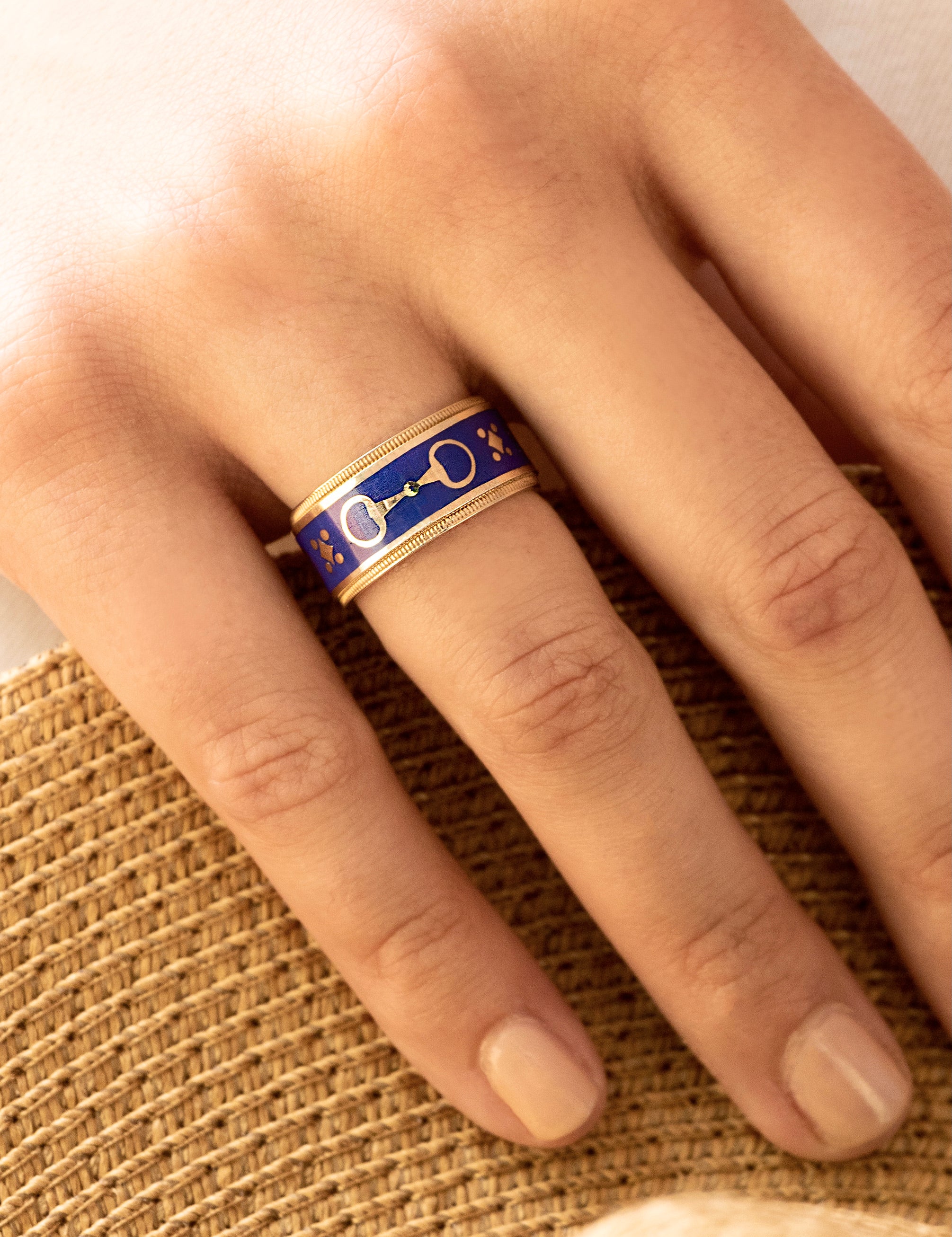 Equus Enamel Ring - Lapis Blue & 18k Yellow Gold
