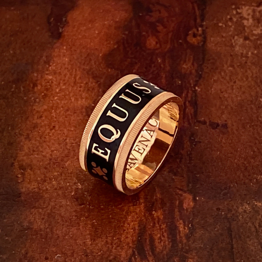 Equus Enamel Ring - Midnight Black & 18k Yellow Gold